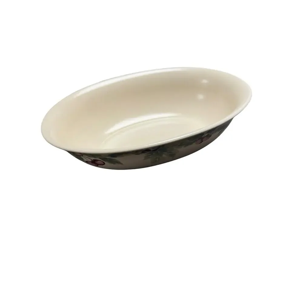 Pfaltzgraff Jamberry Cream Grapes Berries AOP 12in Oval Serving Platter